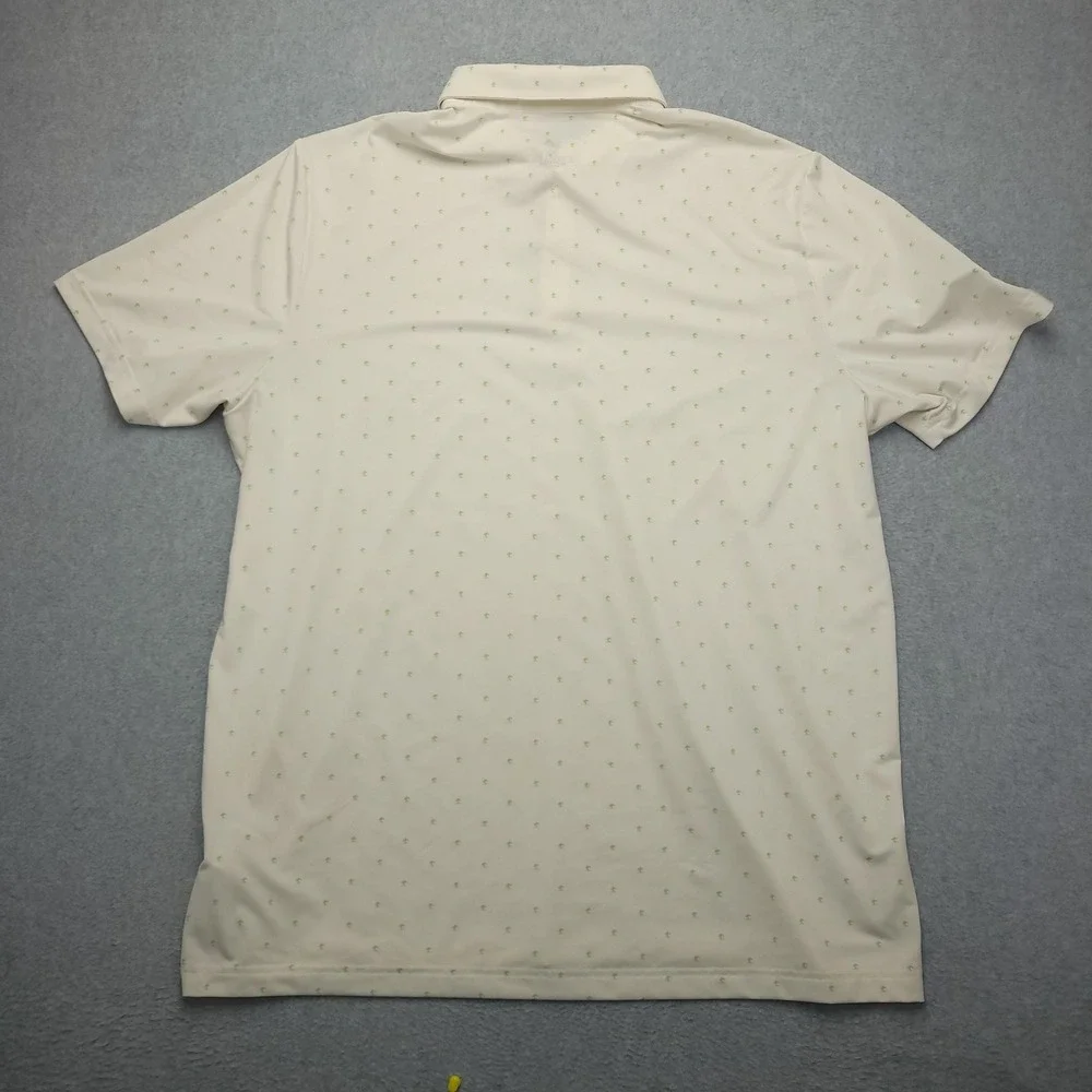 Adidas Primegreen Polo Shirt Mens XL CREAM Palm Tree Print Golf Tropical Stretch